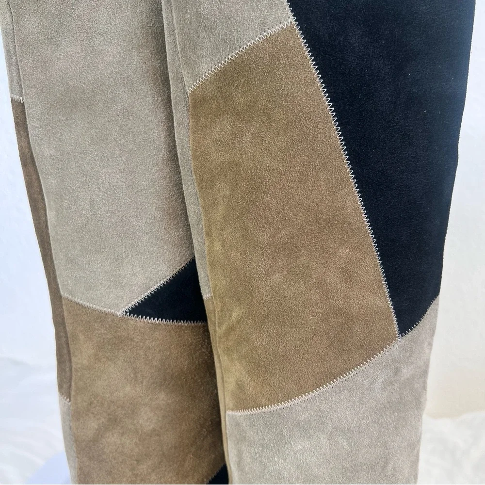 Isabel Marant Étoile Top Stitch Patchwork Suede Boots Black Brown Tan EU 39 - Picture 2 of 6